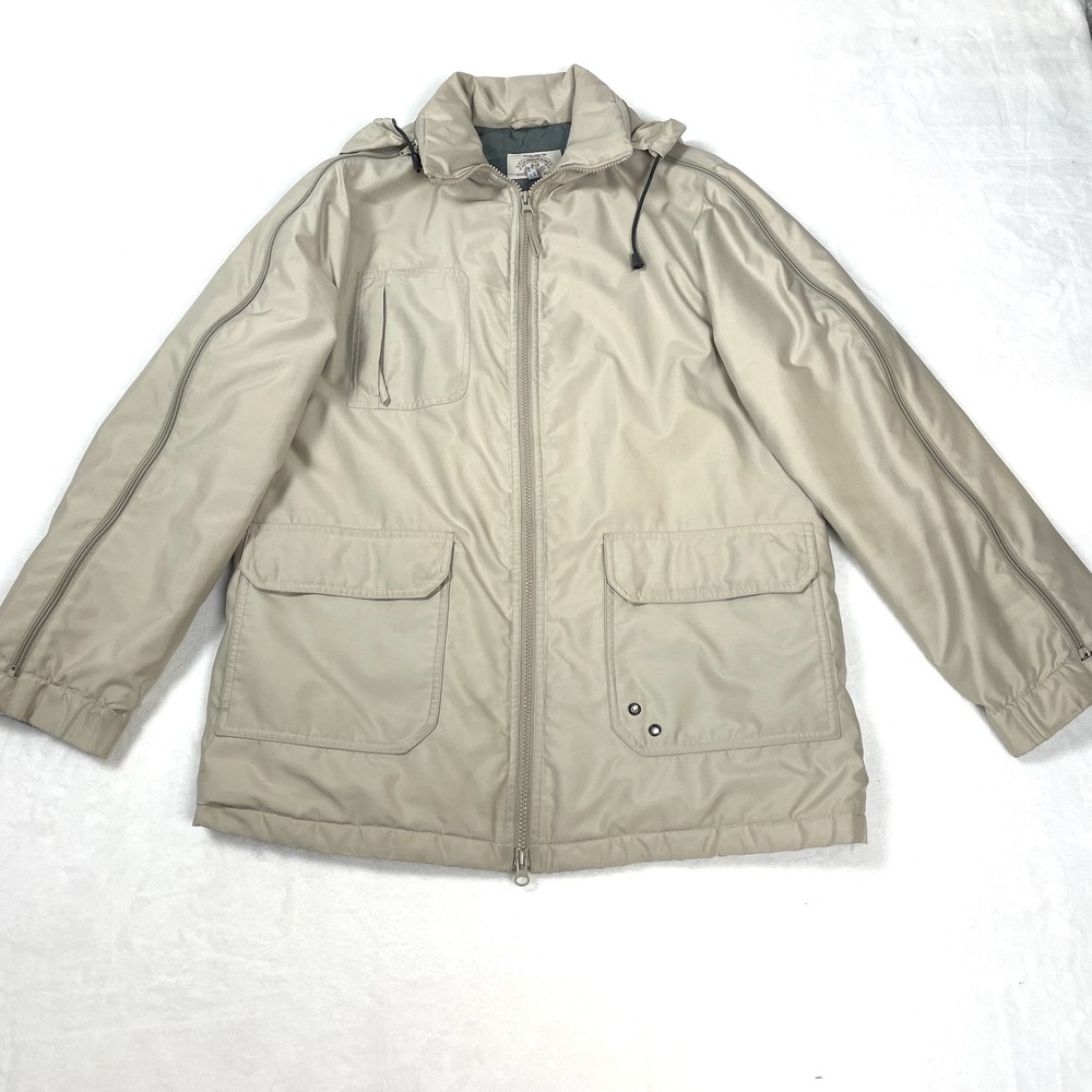 Vintage Y2k Armani Jeans Kahki Taupe Hooded Athleisure Sporty Parka Coat 8
